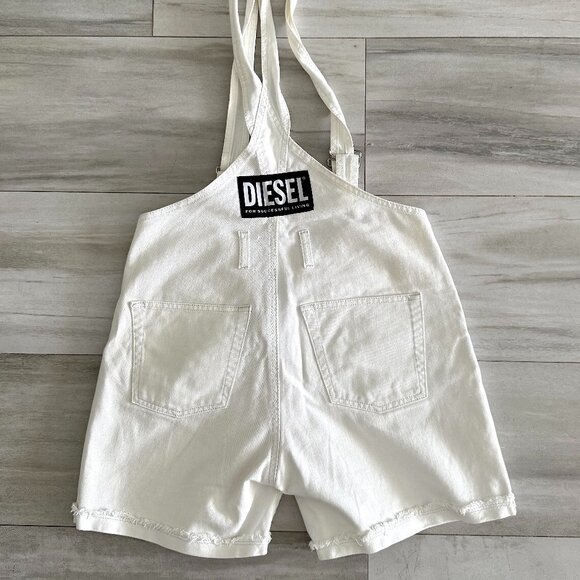 Diesel White Denim Overall Shorts - Size S - Picture 10 of 11